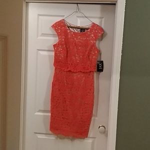 Coral lace dress